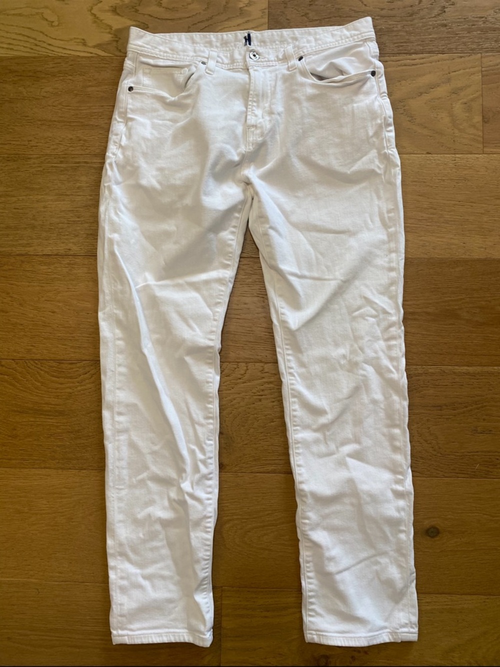 Johnnie O Preppy Men's White Denim Slim Jeans 34 x 32 cotton blend GUC*